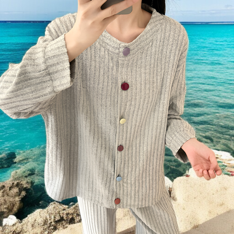 ドイツカシミヤパジャマレディース新作秋冬スウィートカーディガン長袖ズボンツーピースセットカジュアルホーム服アウターウェア