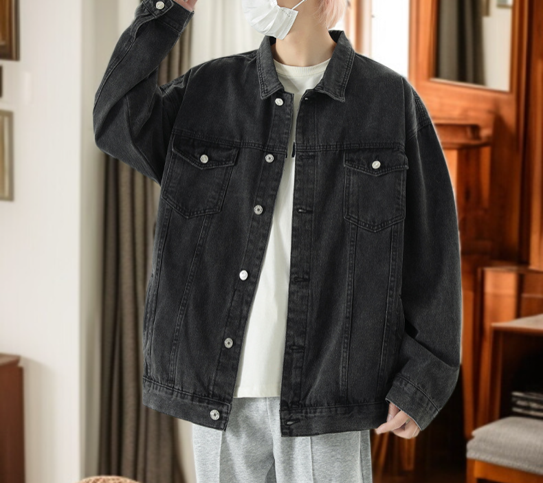 편안한 핏의 남성 캐주얼 데님 코트