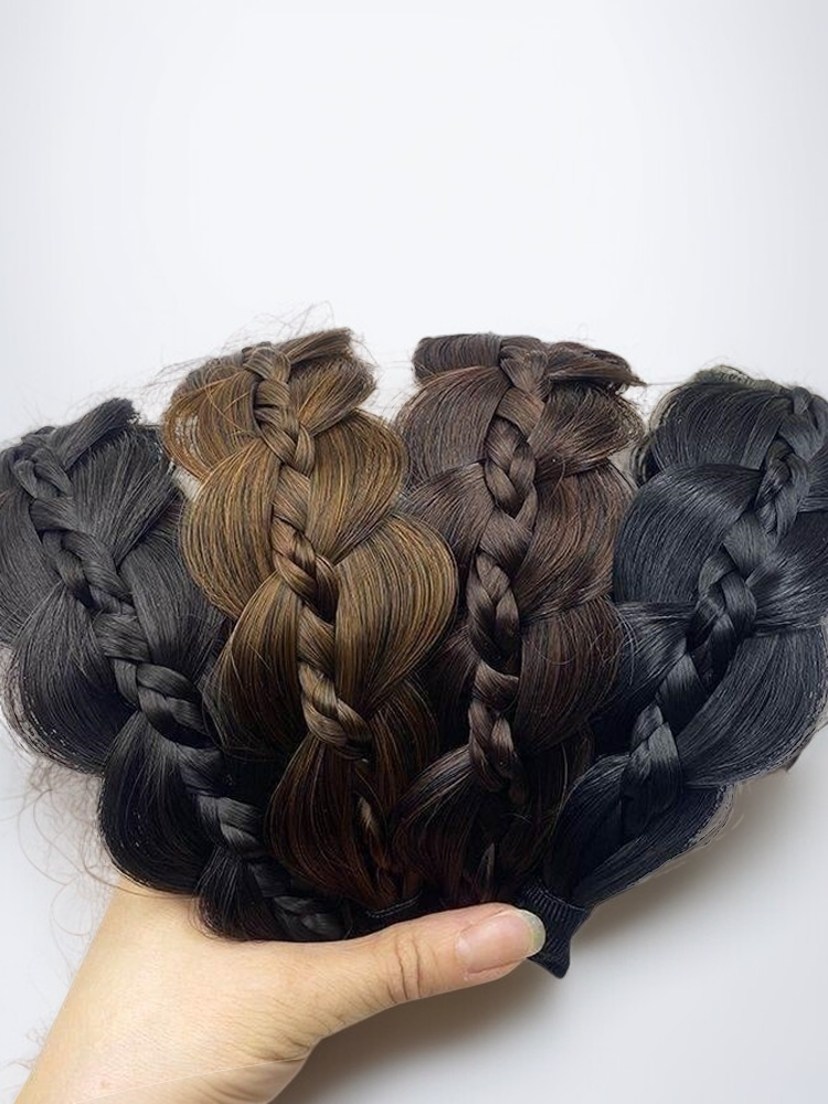 頭を覆うフィッシュボーン編みヘッドバンドヘアバンド二列歯コーム非反射着用簡単