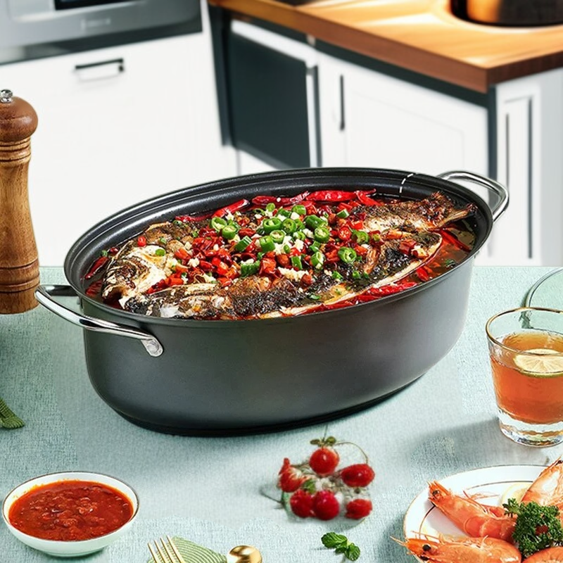 가정용 찜기 유리뚜껑 다용도찜기 끈적임 없는 냄비 탄소강 대용량 양귀냄비