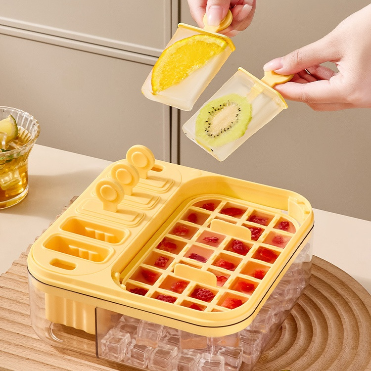 Eiswürfelform 2-in-1 mit Deckel, Kunststoff, Gefrierform für Babynahrung