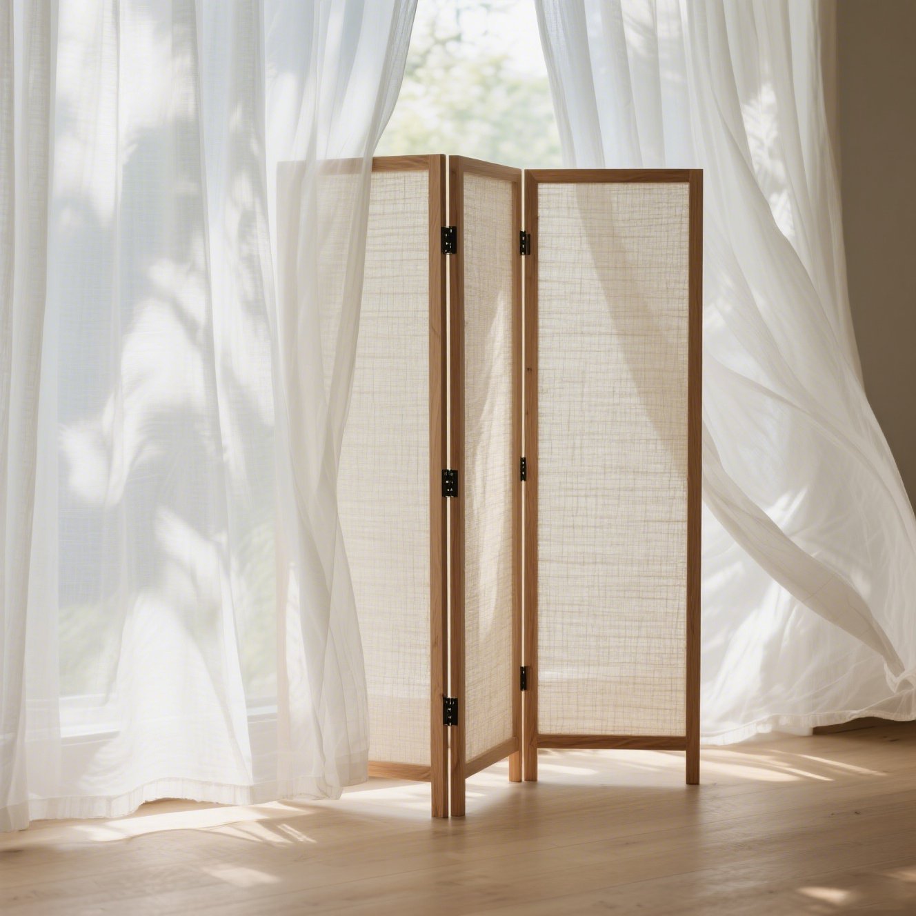 リビングに設置した木目調スクリーン