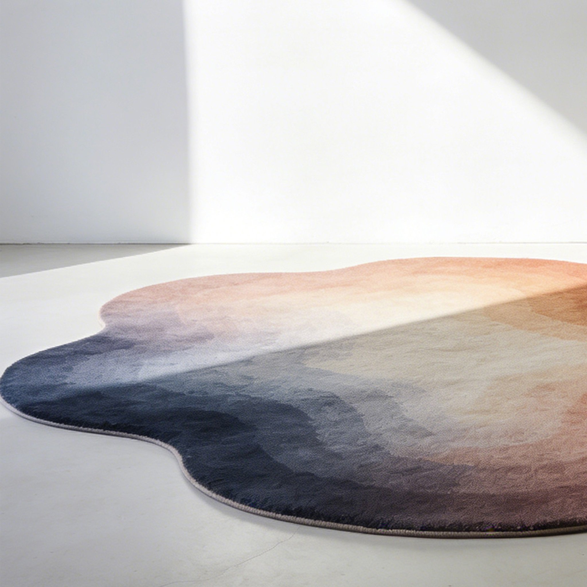 Flower shaped sfumato carpet on modern living room floor