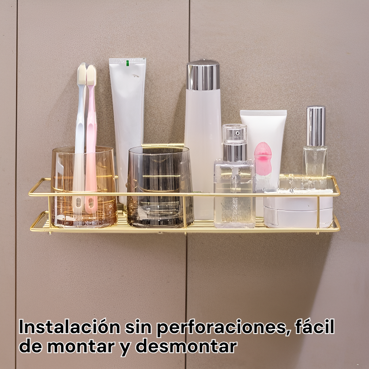 Estante de almacenamiento para baño estilo nórdico sin perforaciones de hierro