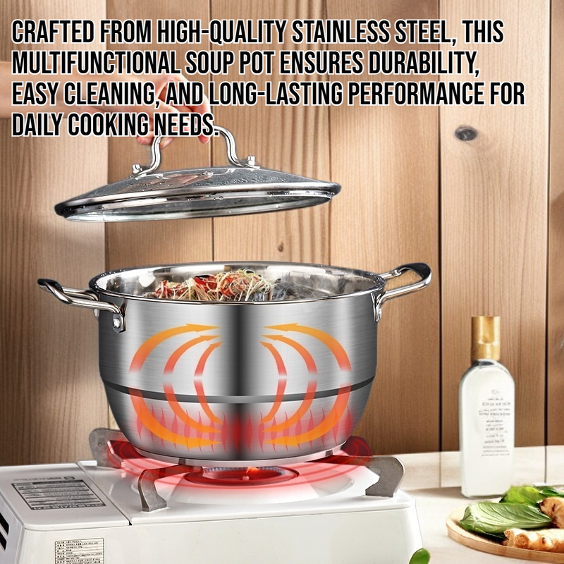 Stainless steel multifunctional soup pot with steaming slices
