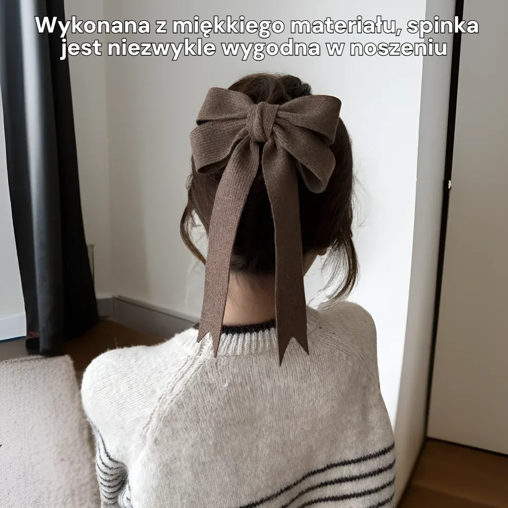 Duża spinka do włosów z kokardką, z miękkiego materiału, w stylu koreańskim, prosta