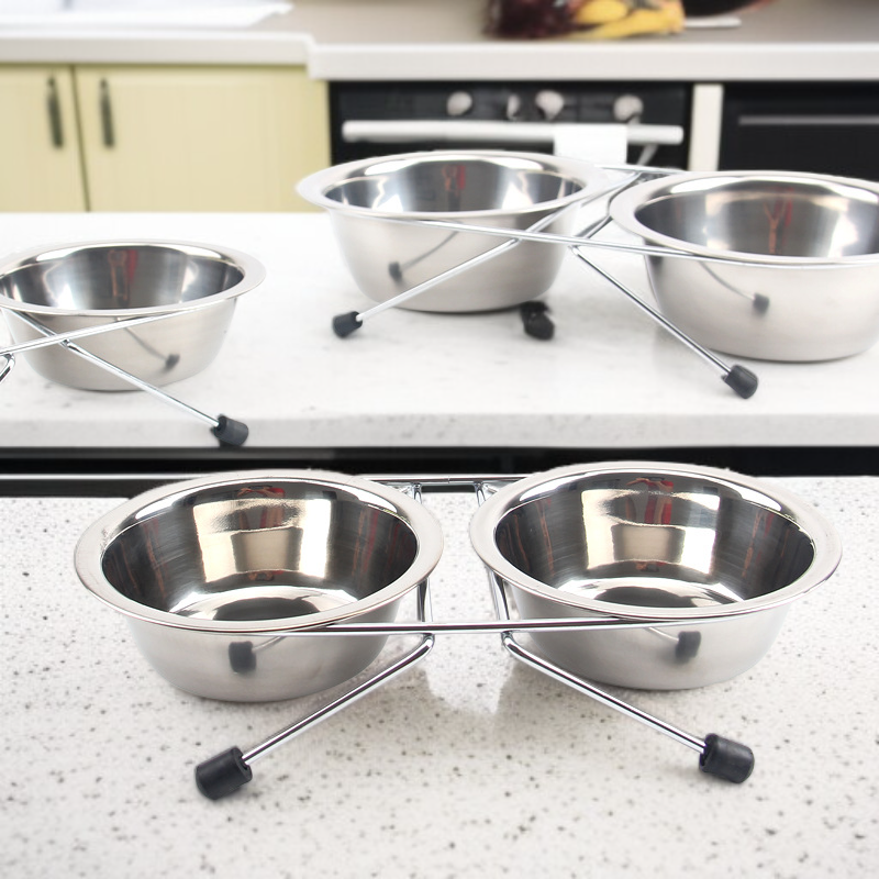  وعاء طعام الحيوانات الأليف من الستانلس ستيل 