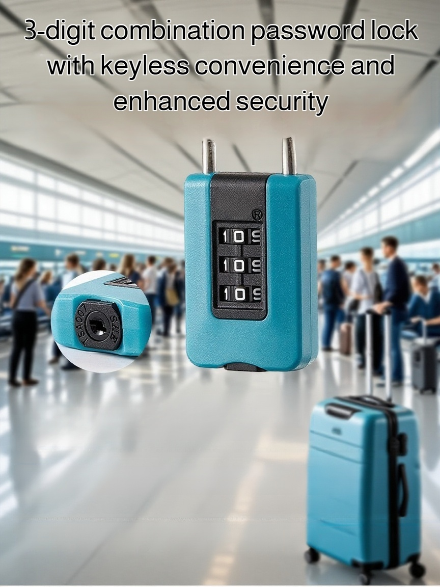 Suitcase combination lock securing luggage