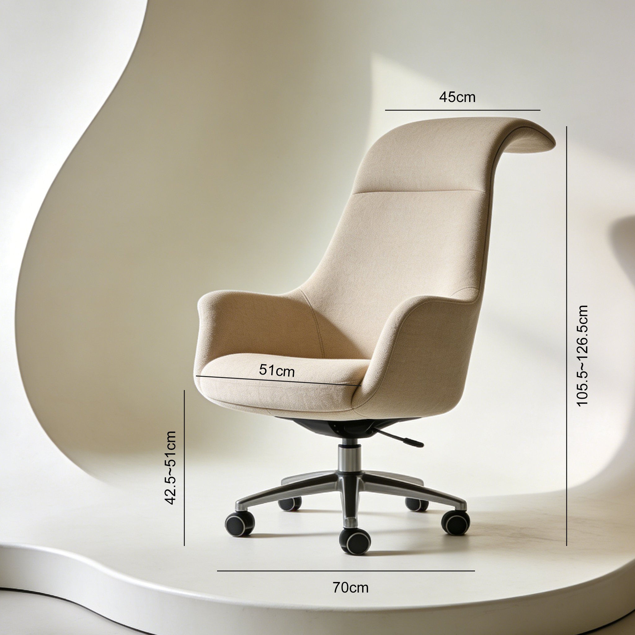 通気性に優れたメッシュ素材の背もたれ