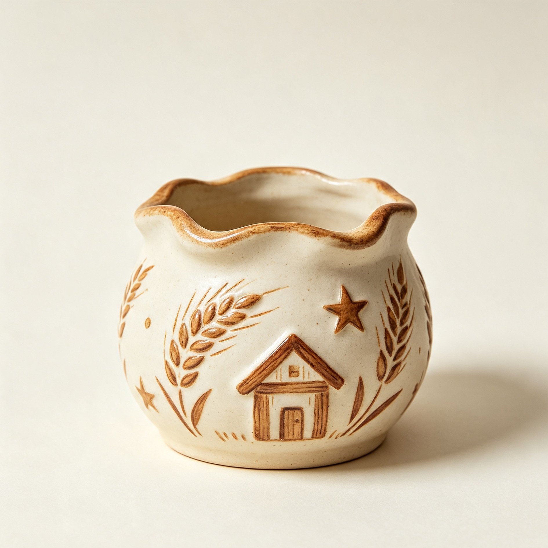 Rural Wheat House Ceramic Jar