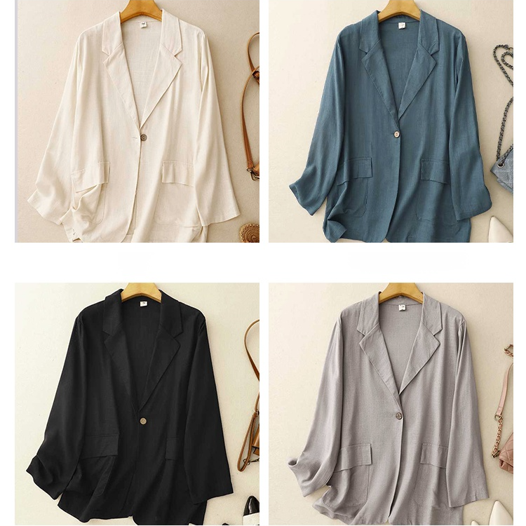 棉麻文藝復古西裝外套女