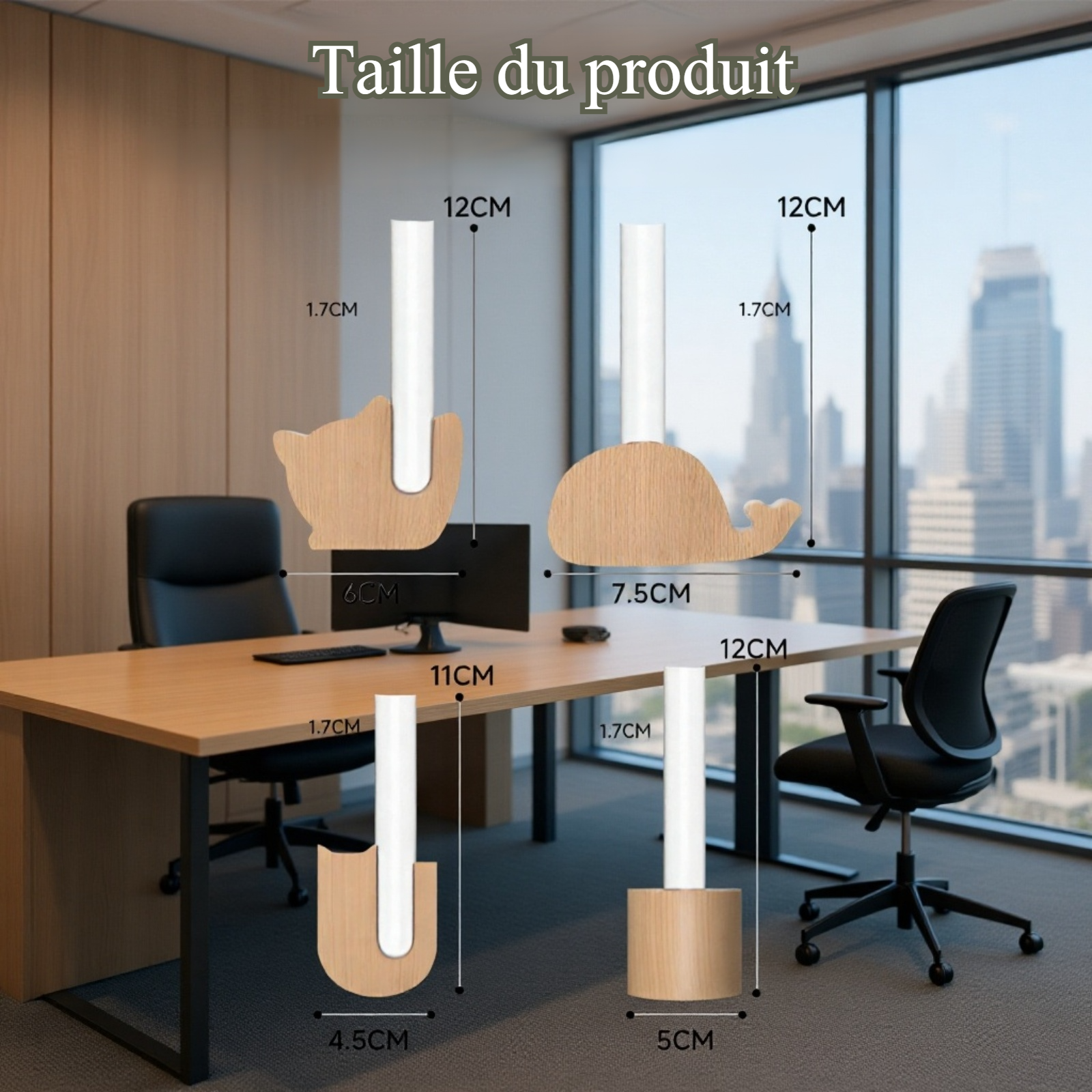Vase magnétique en tube à essai en bois naturel pour réfrigérateur