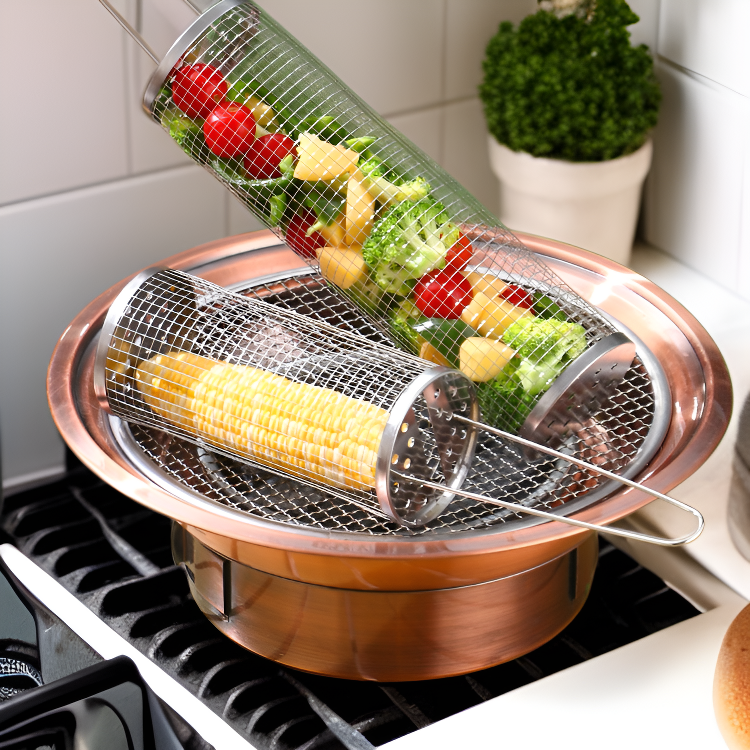 Cylindre à mailles multifonction pour barbecue extérieur