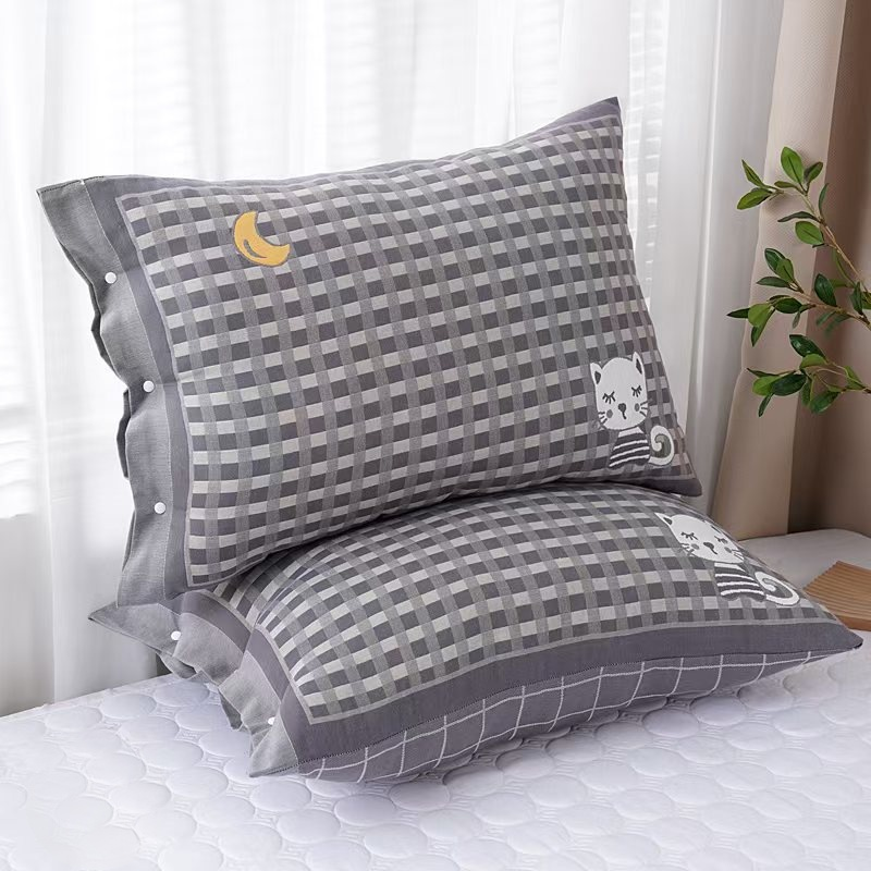 Funda de almohada de gasa de algodón puro antibacteriana