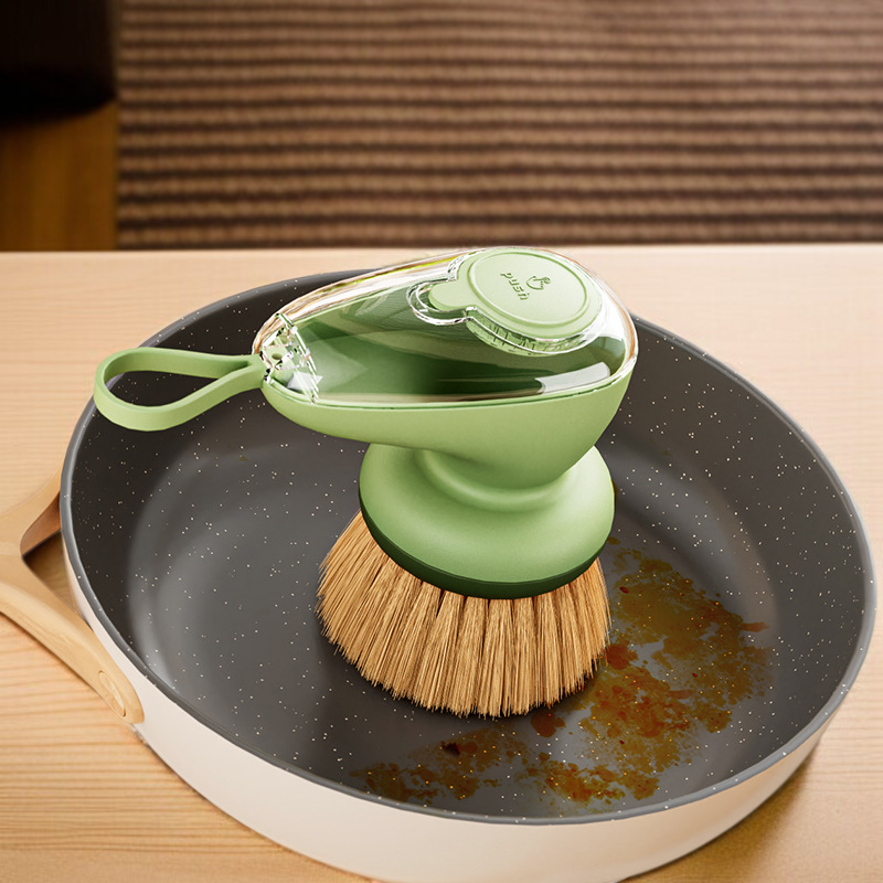 가정용 손상없는 냄비 청소 냄비 브러쉬 자동 수액 압출 수액 세척 냄비 브러쉬 게으름뱅이 주방 필수 자동 수액 브러쉬