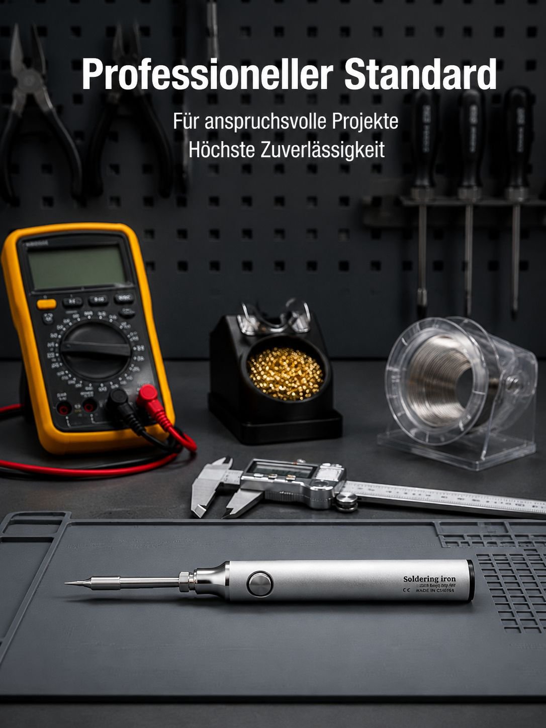 Mini-Lötkolben beim Arbeiten an einer Platine