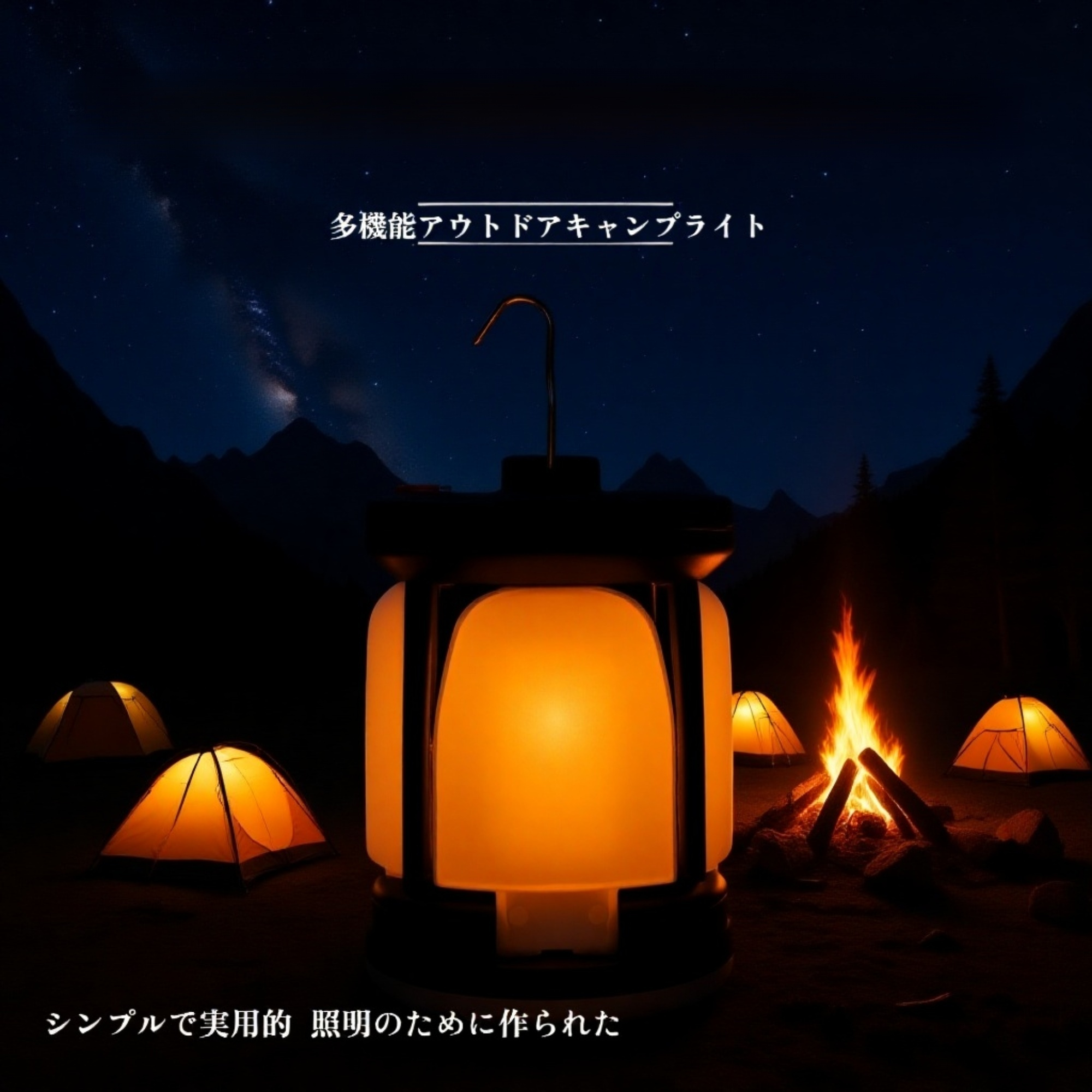 ソーラー充電式LEDテントライト 四枚羽根付き ポータブルアウトドアキャンプランプ