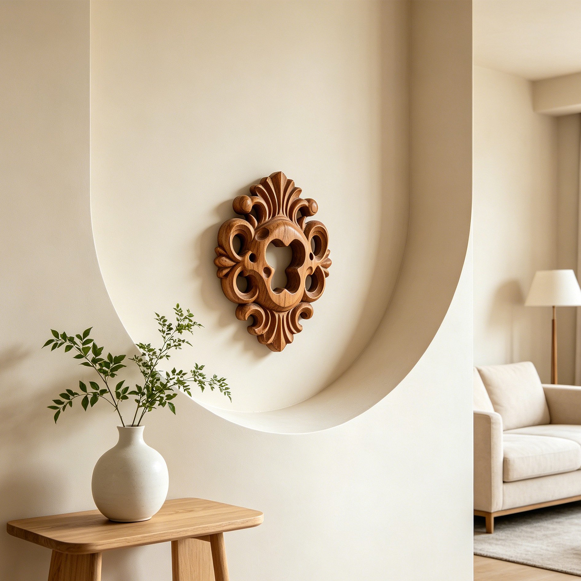 tenture murale de sculpture sur bois
