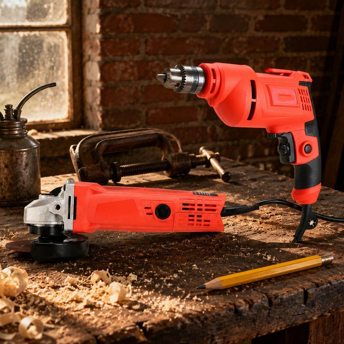 Multi-Function 2-Piece Cordless Drill & Angle Grinder Home Tool Kit with Hard Case