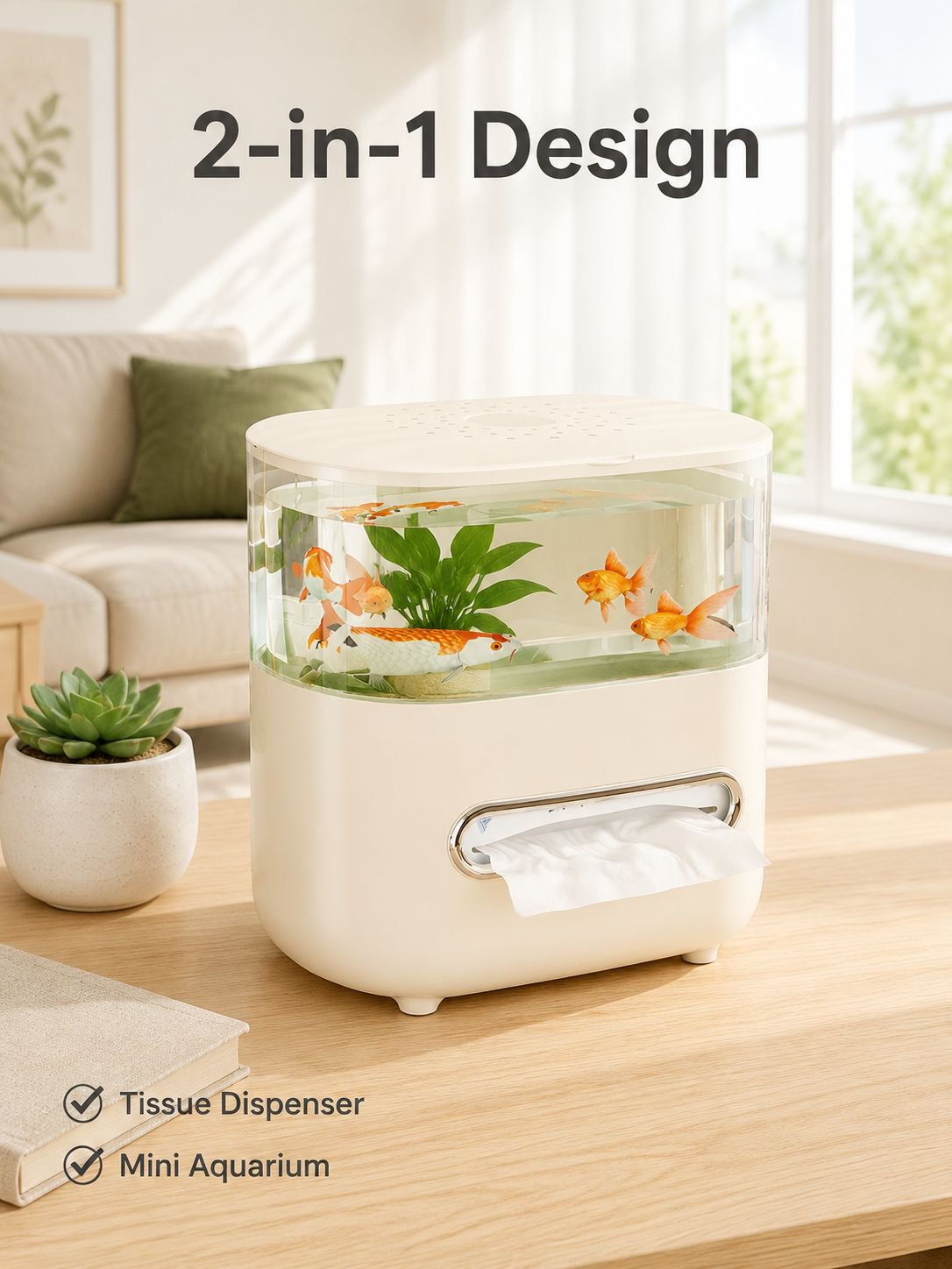 Transparent Fish Tank Tissue Box Ornament for Raising Fish