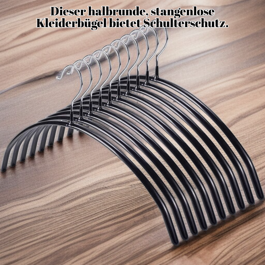 Halbrunder, stangenloser Kleiderbügel mit Schulterschutz