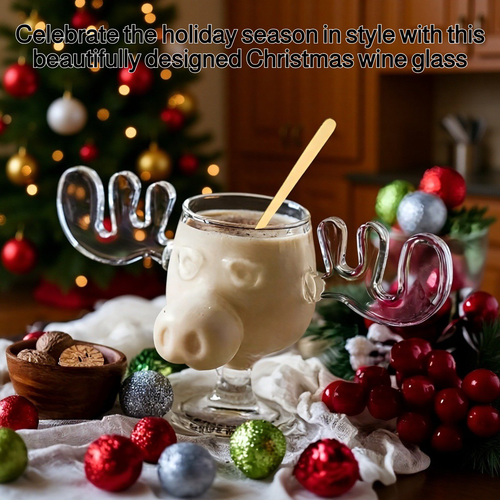 Christmas wine glass