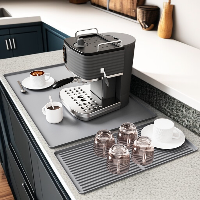 シリコンコーヒーマット バーカウンター用 防滑・耐熱 排水トレー コーヒーカップ乾燥マット