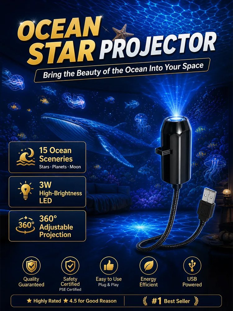 Ocean and Starry Sky Projection Lamp