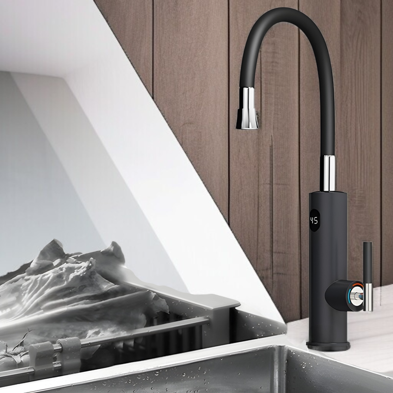 Elektrischer Wasserhahn mit Digitalanzeige aus Edelstahl