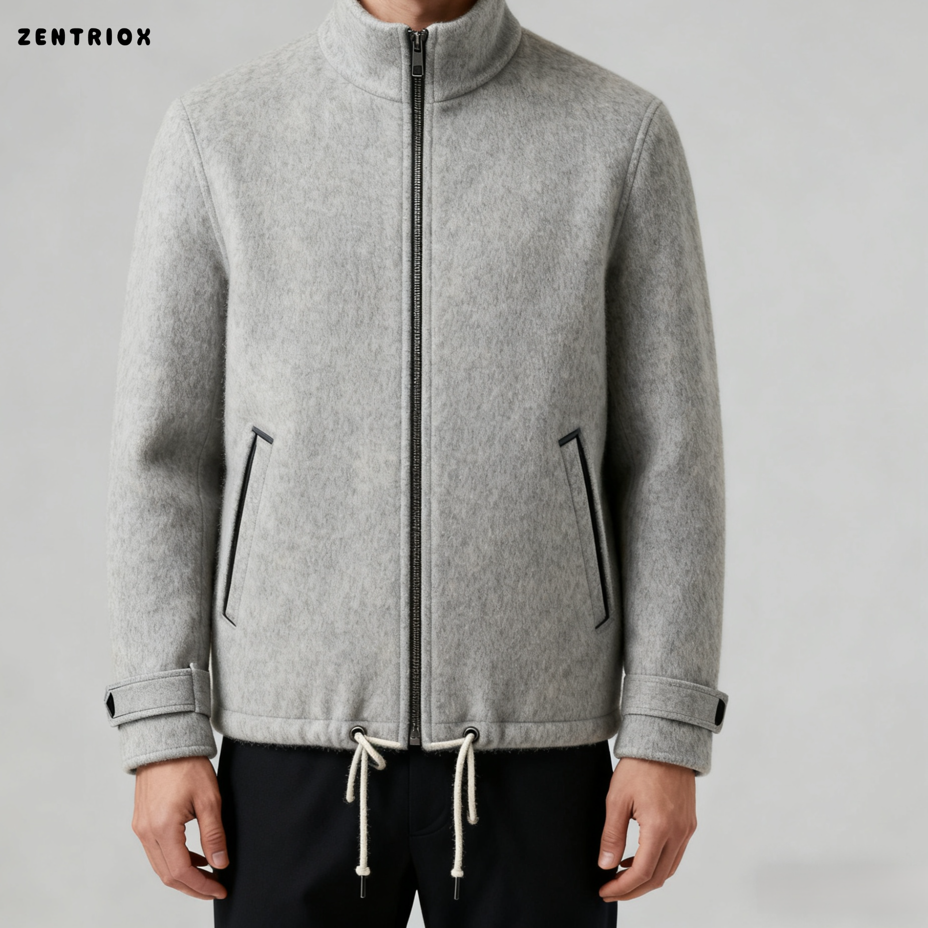 남성용 트렌디한 루즈 워시드 캐주얼 스탠드 칼라 재킷