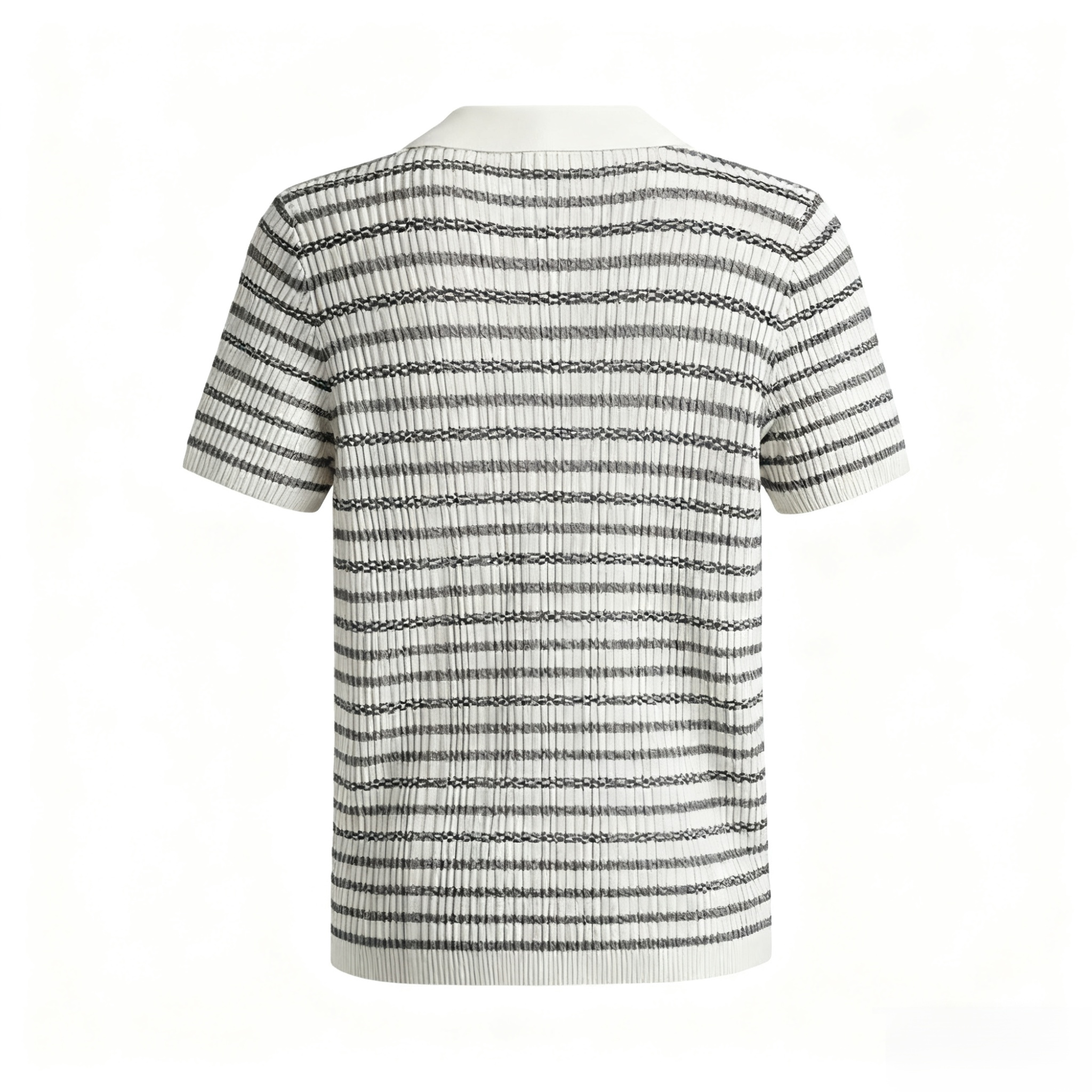 스트라이프 폴로 칼라 셔츠, 실크 니트 베이스 레이어