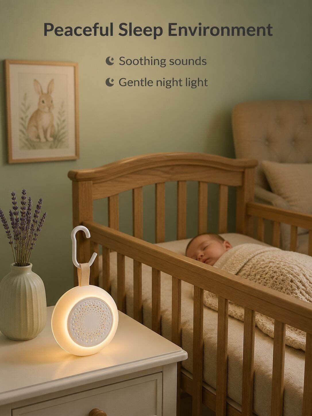 White Noise Sleep Machine Baby Music Soother Auto Sleep Monitor Night Light