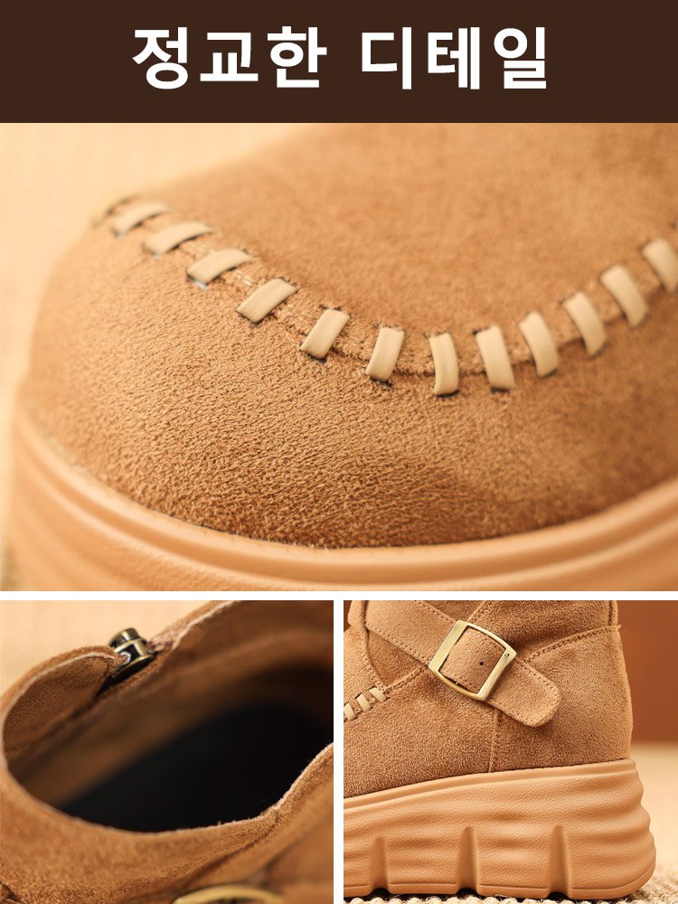 6cm 키높이 통굽 여성 앵클 부츠