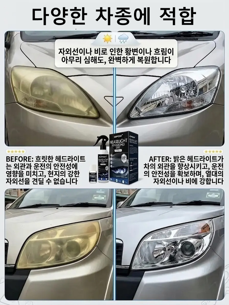 [즉각 복원] 자동차 헤드라이트 세정 스프레이