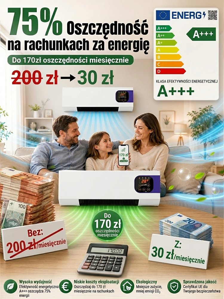 Klimatyzator ścienny z funkcją chłodzenia i ogrzewania