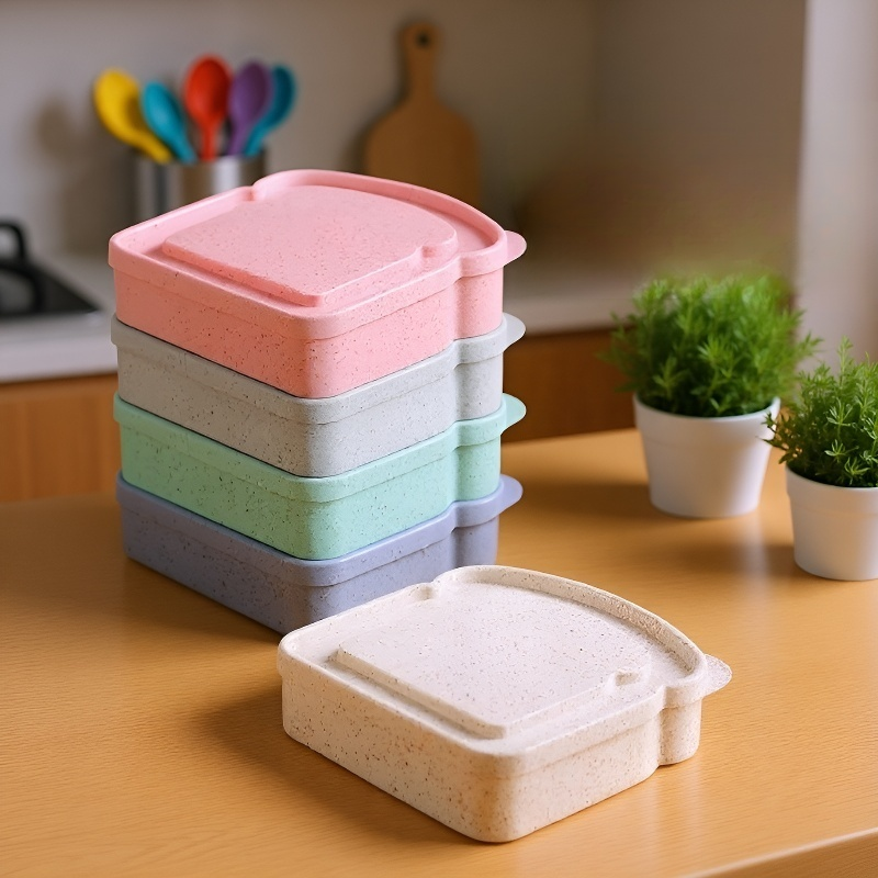 Toast Shape Sandwich Lunch Box for School & Picnic, Fruit Salad Bread Storage Container