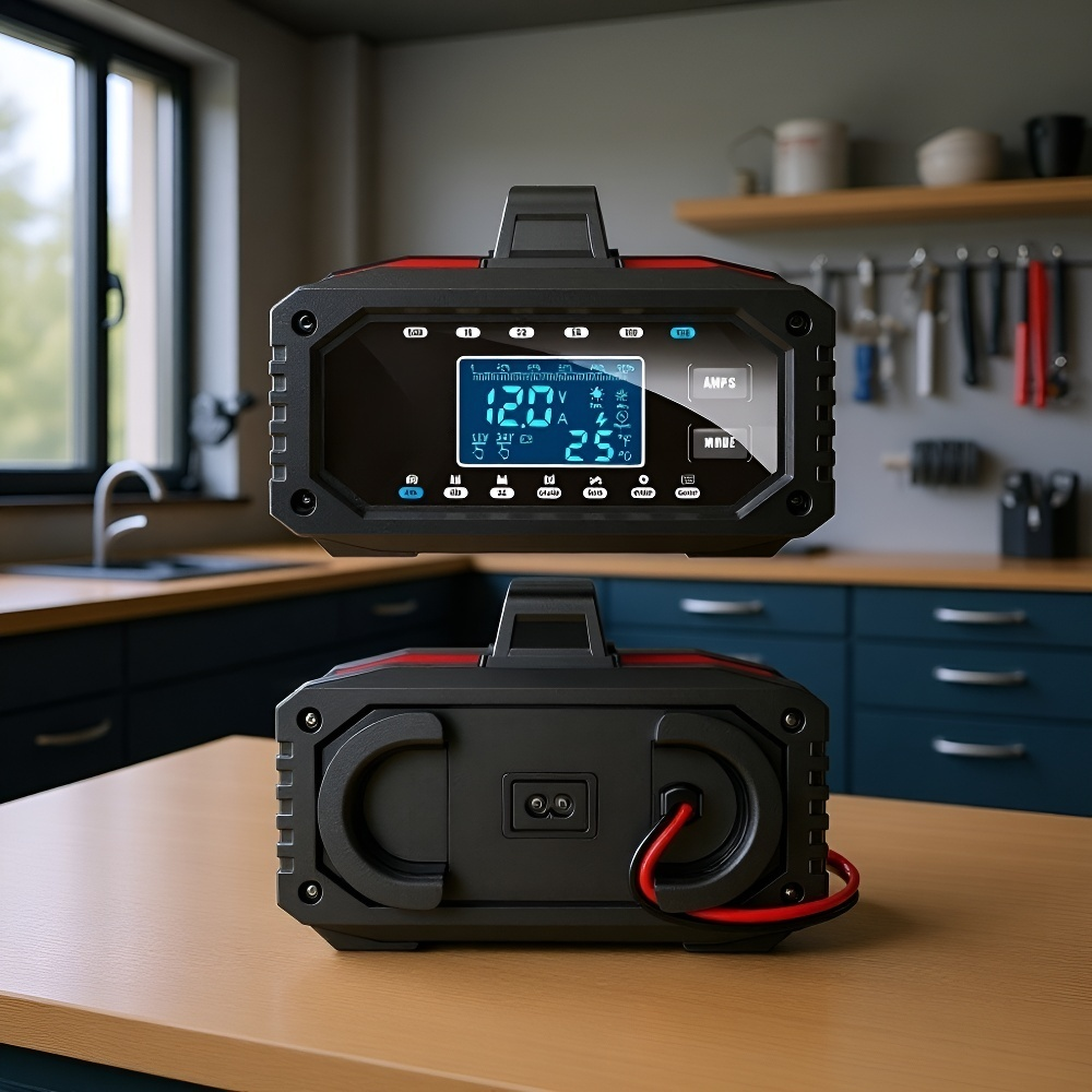 Portable Motorcycle Charger with LCD and Adjustable Current