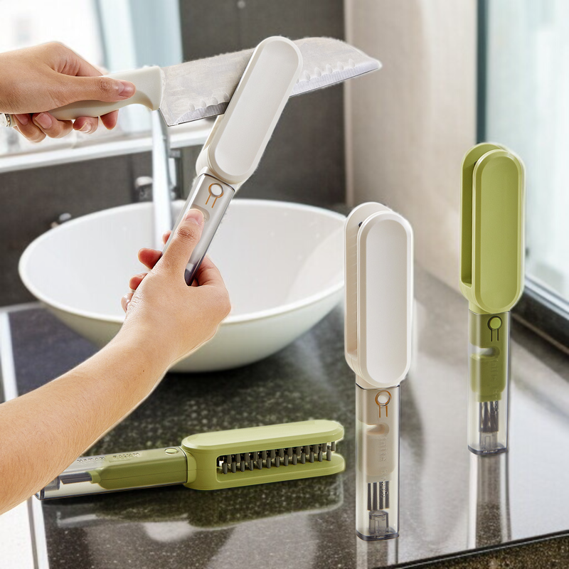 ナイフ洗浄ブラシ、キッチン食器、箸、ナイフとフォーク洗浄ブラシ、両面ブラシ、ナイフ研ぎ器、箸クリーナーの4役