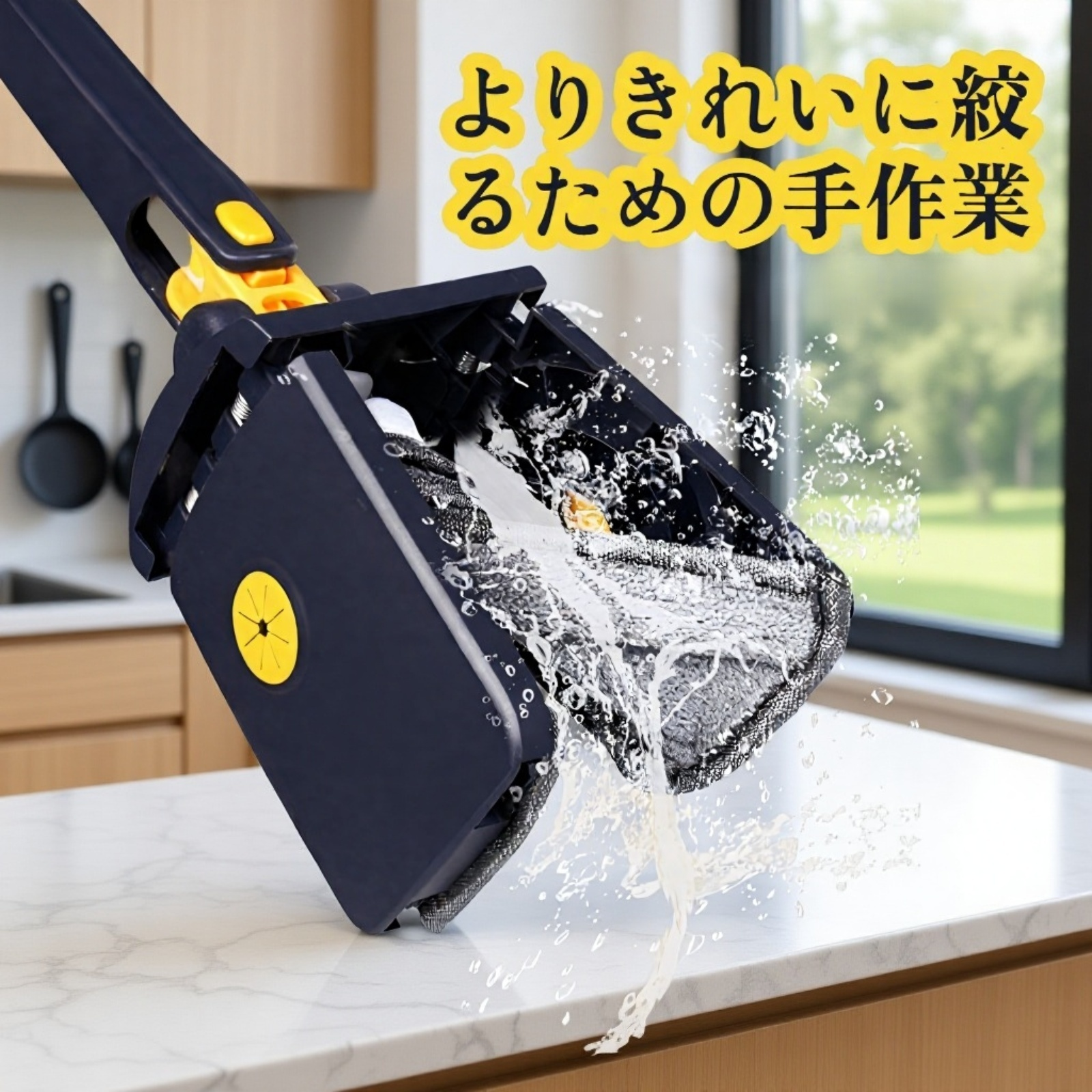 自動ねじれ水なし手洗いフラットモップ家庭用