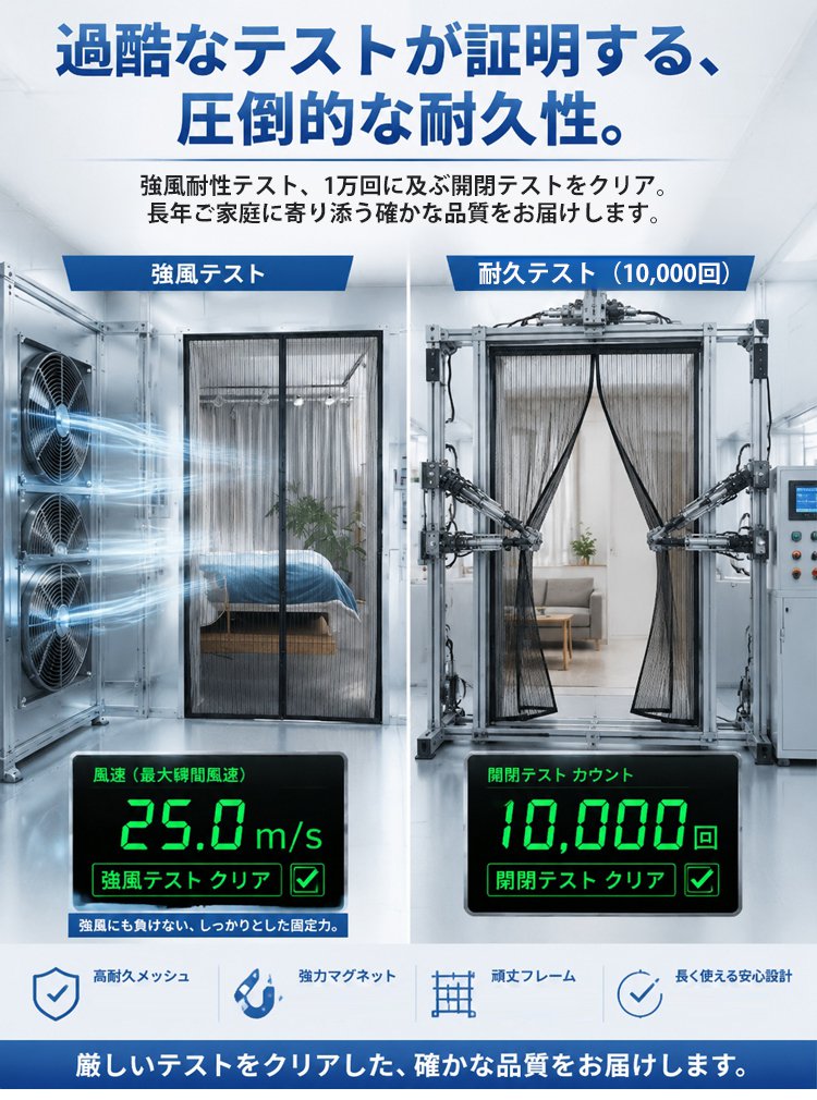 【 穴あけ不要で装着!】自動開閉マグネット式カーテン網戸 - detail 15