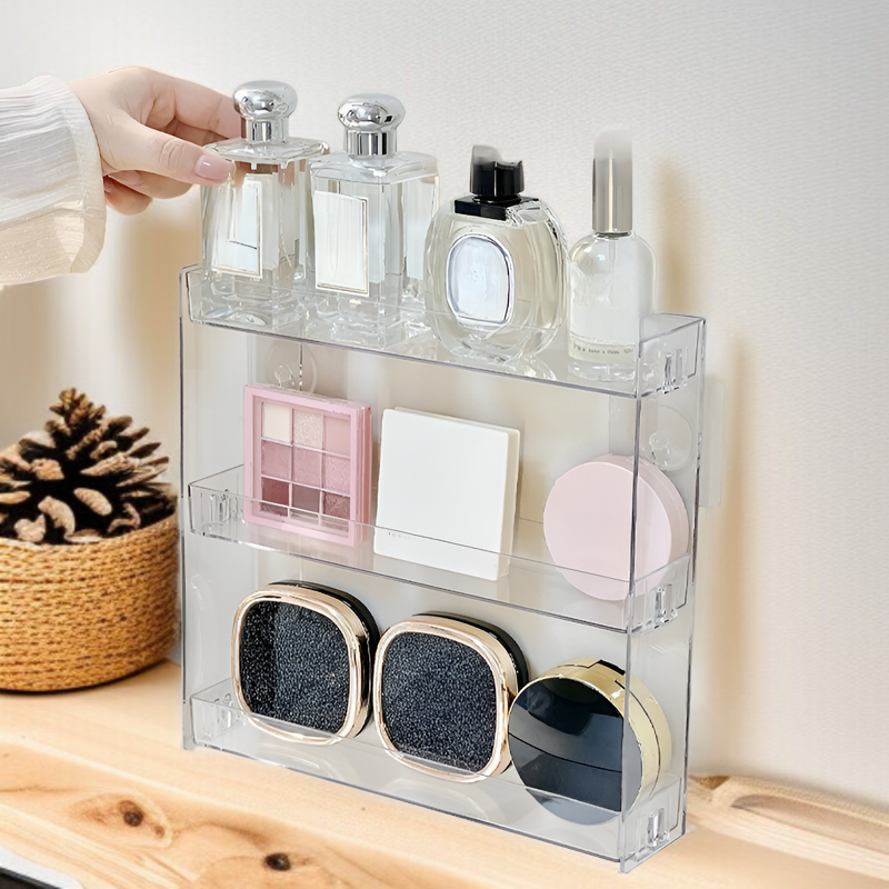 アクリル壁掛け多層透明厚手化粧品置物ホームパンチフリーバスルーム収納ラック