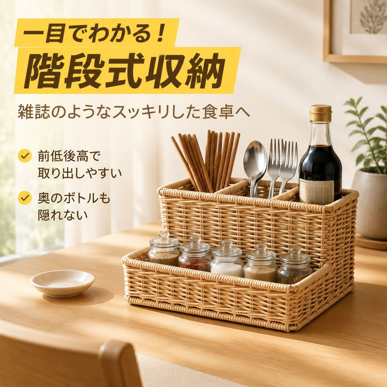 キッチンテーブル用カトラリー収納バスケット