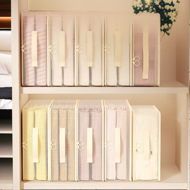 간절기 수납 가방 4종 세트 곰팡이 방지 의류 정리 가방 면 이불 수납 가방 칸막이 망사 옷장 수납 가방