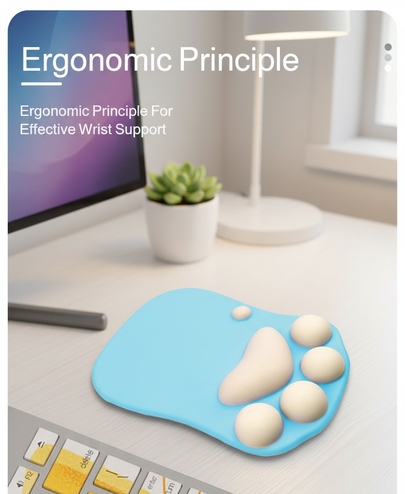 Silicone Cat Paw Wrist Rest Mouse Pad on desktop