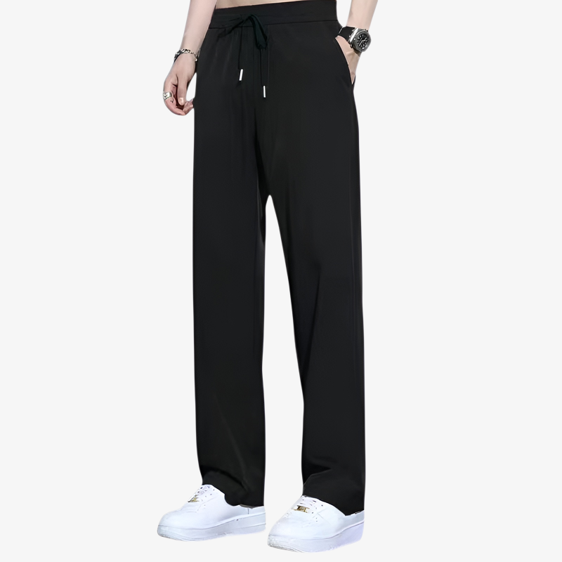 夏の薄いアイスシルクパンツメンズルーズストレートパンツドレープパンツ速乾スポーツパンツカジュアルパンツ