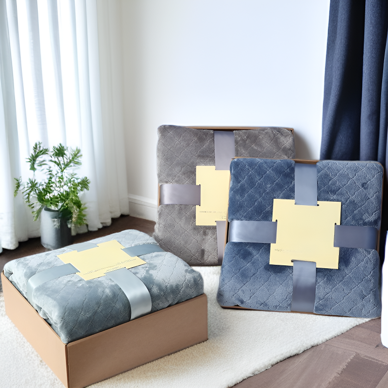 소형 플란넬 자수 담요, 에어컨 방 점심 휴식용 싱글 담요