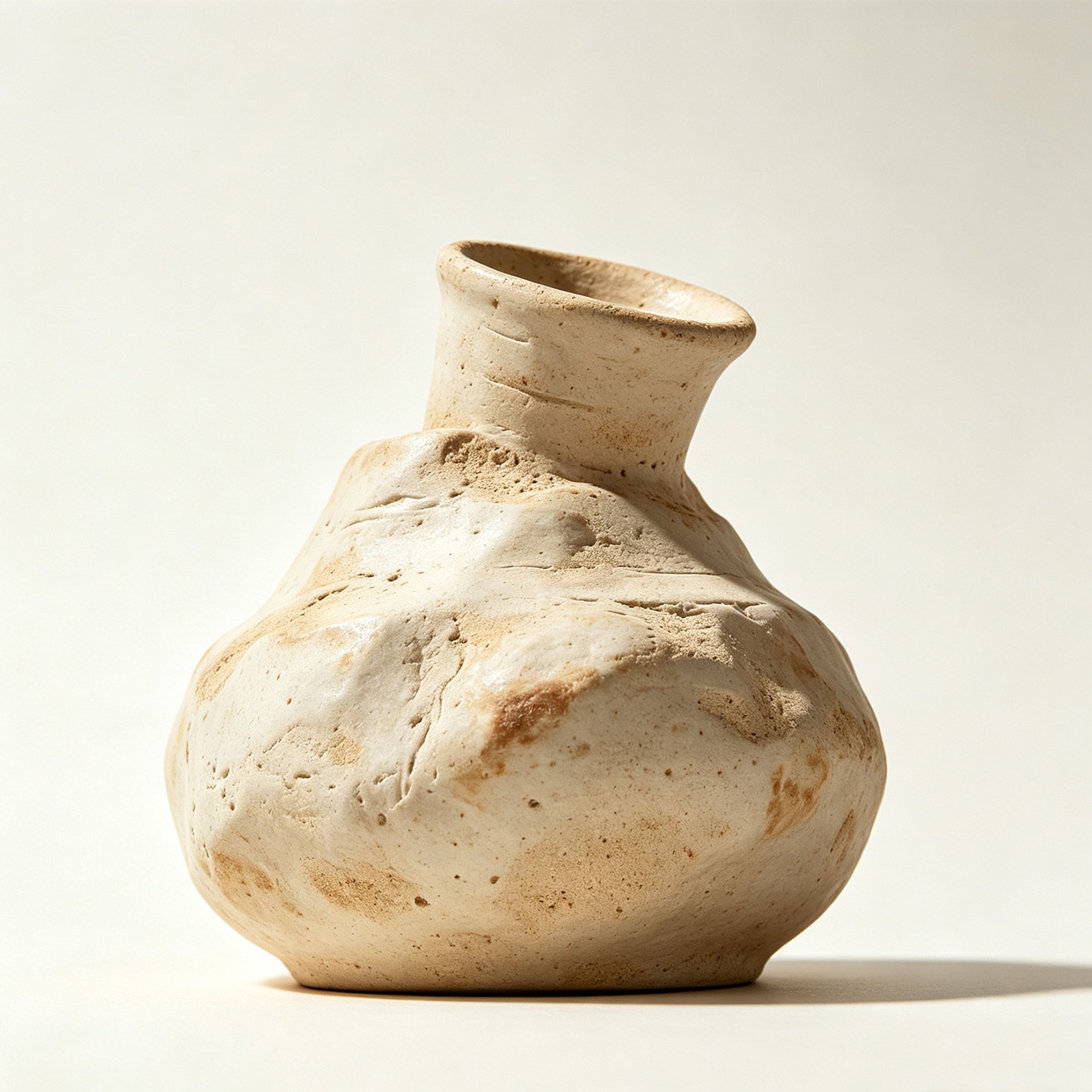 Handmade rough pottery irregular-shaped vase
