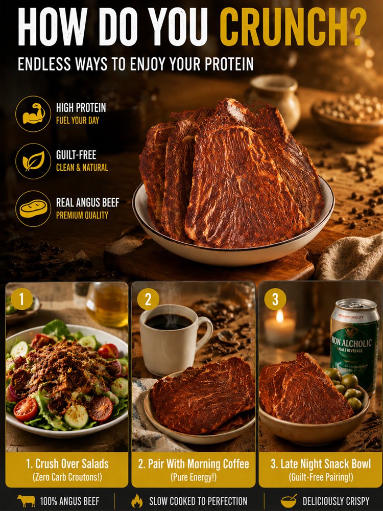 Premium Australian Angus Beef Jerky Crisps 100% Grass-Fed High Protein Keto Friendly Healthy Snack