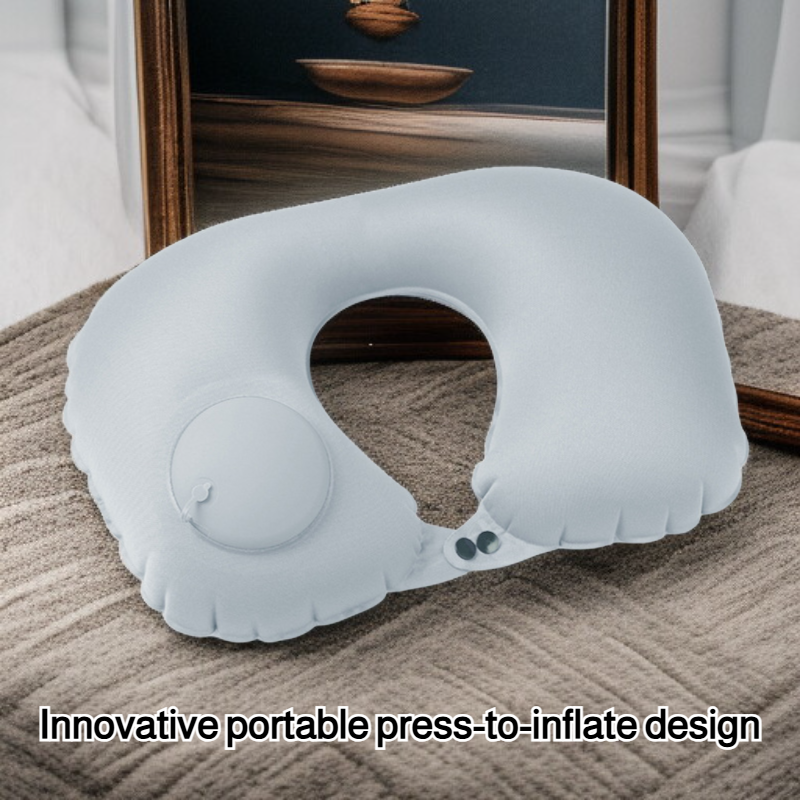 Press to inflate the U-shaped pillow