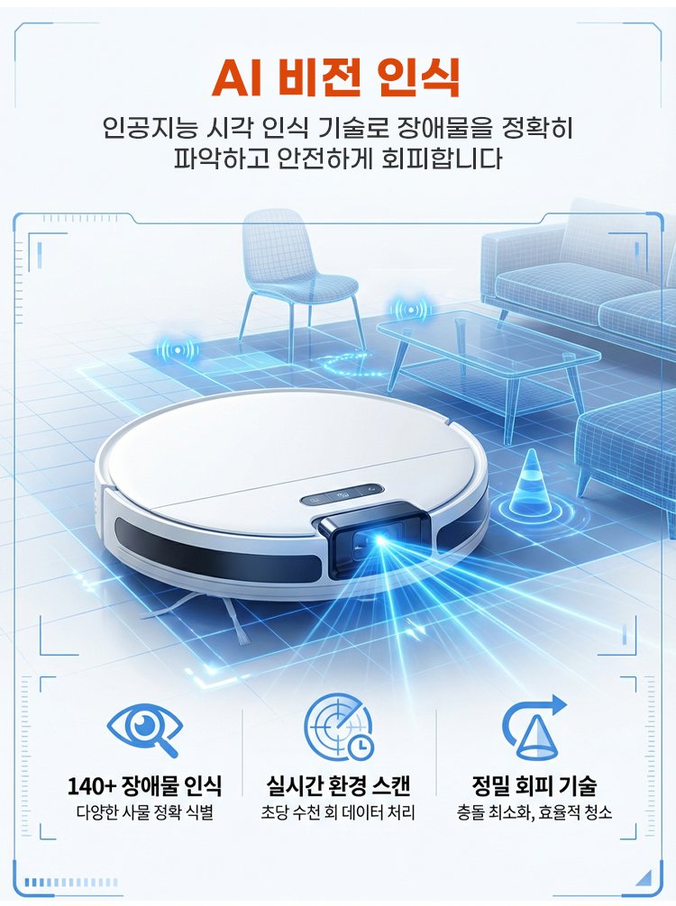최신 AI 기술 적용된 청소기 디테일 샷